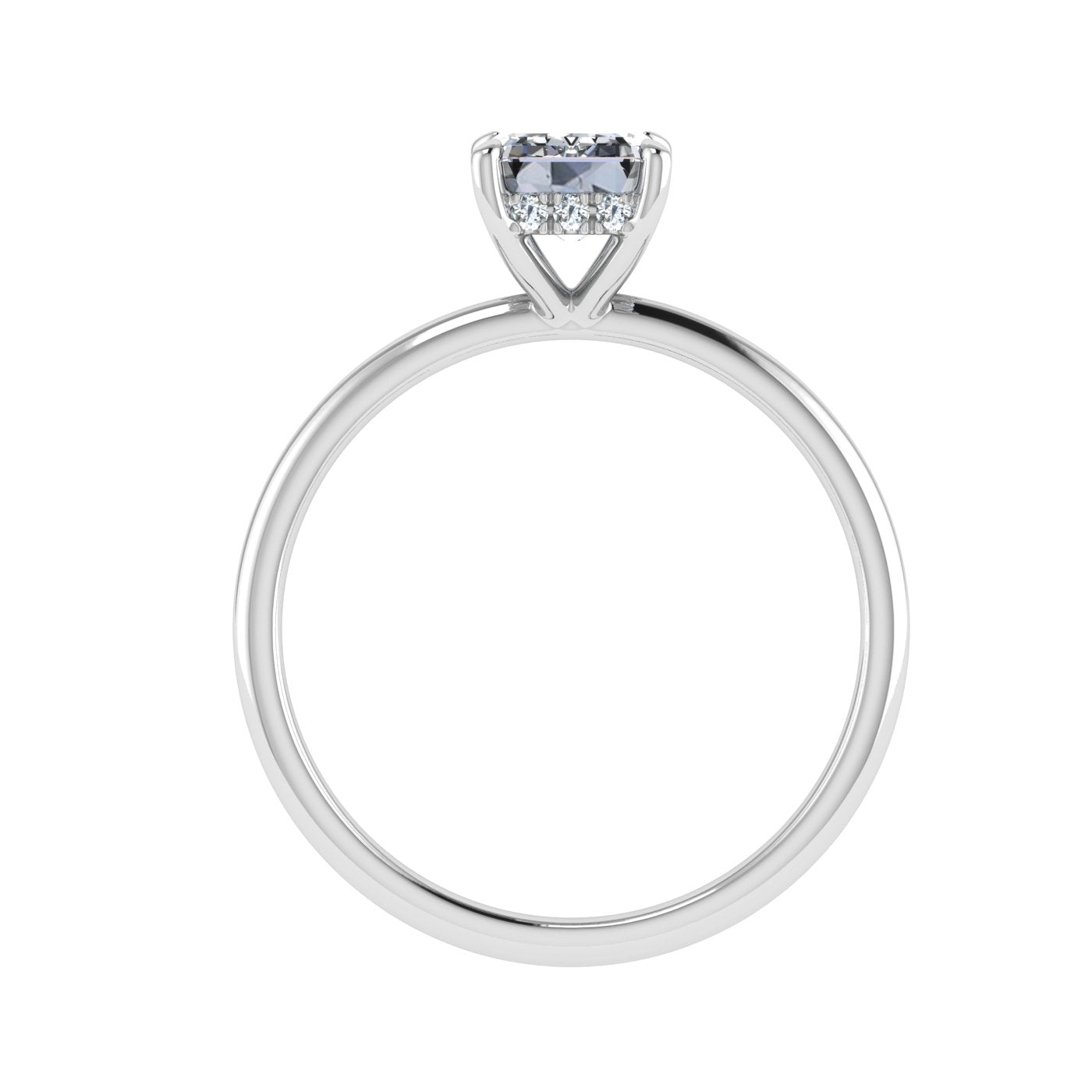 Realm Emerald Cut Hidden Halo Moissanite Engagement Ring White Gold